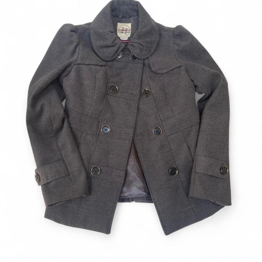 Woman grey‎ pea coat